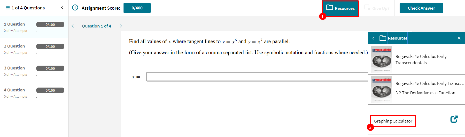 Achieve, Sapling Learning (High School) > Graphing calculator in