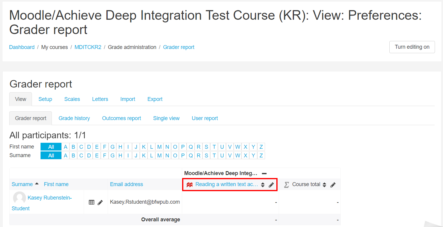 Using letters and scales in the Moodle gradebook