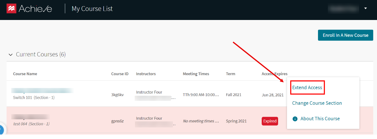 Purchase an Achieve course after grace period
