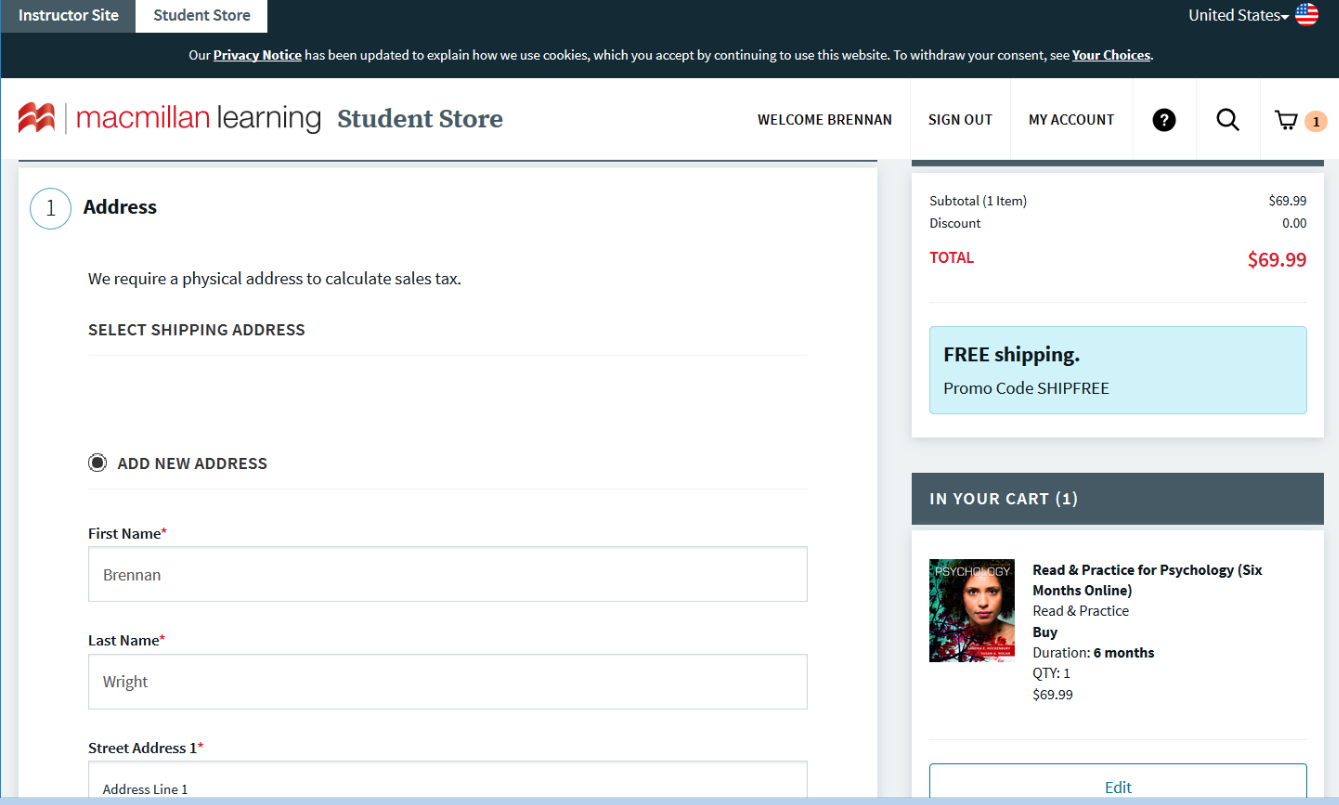 Achieve > Purchase access to your course in the Student Store