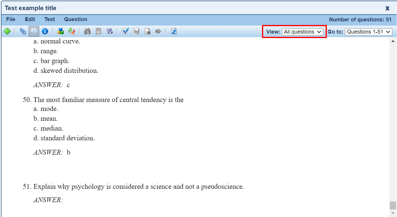 Create a test with the Macmillan Learning test bank