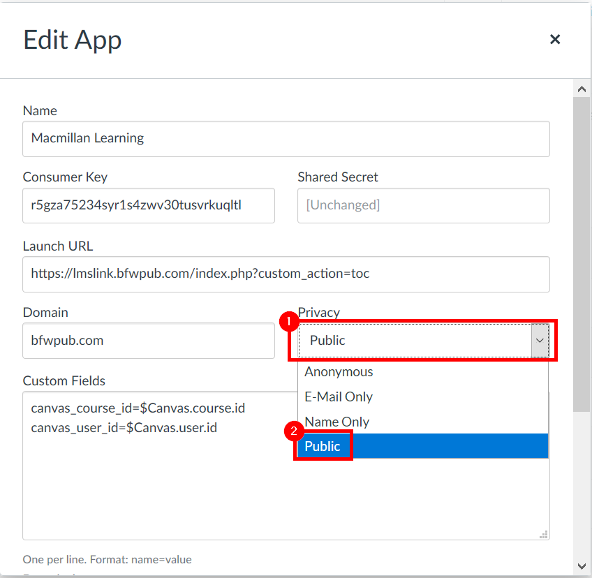 Administrators: Integrate Macmillan or BFW courses with Canvas LTI 1.0 ...