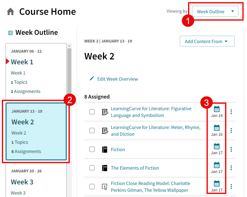 View assignment due dates in Achieve