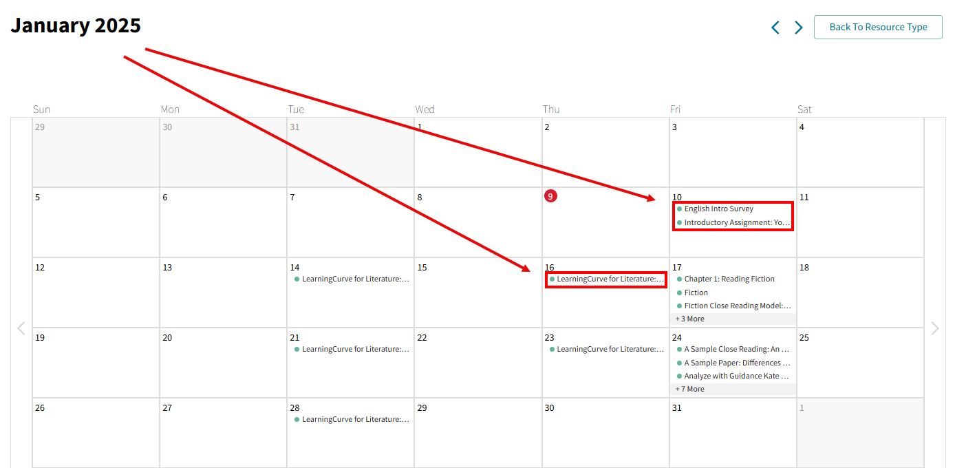 View and edit due dates using the Calendar in Achieve