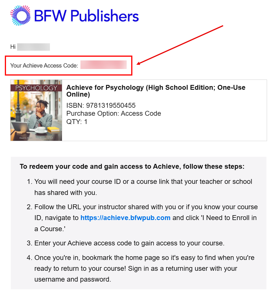 Purchase access to your Achieve course in the BFW Store